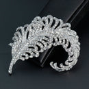 Women Clothes Accessories Big Brooch Jewelry Feather Pins Crystal Rhinestone
