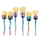 6pcs Rose Shape Yellow Makeup Brushes Foundation Powder Blush Brush Set