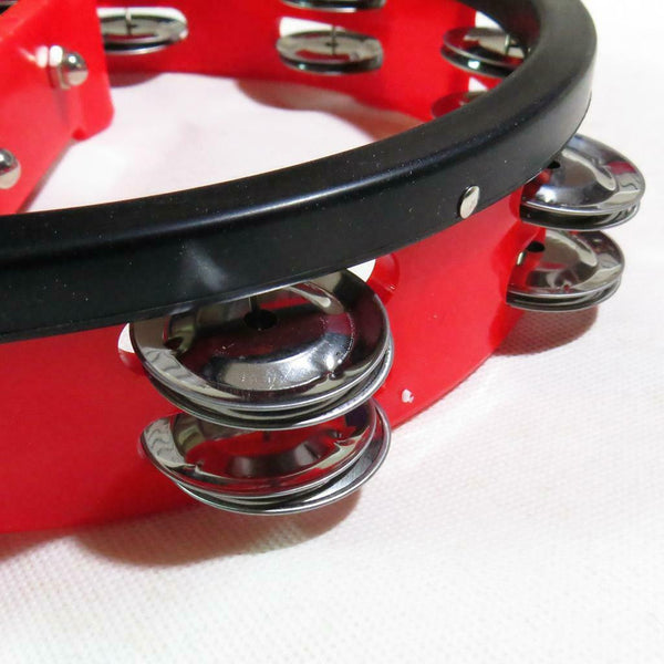 Tambourine Stainless Steel Jingles Drum/Guitar Accompaniment Parts Red