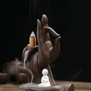 1X(Ceramic Backflow Incense Burner Tathagata Buddha Incense Cones Stick Hol