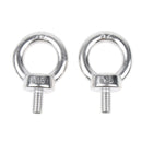 2 PCS M6 304 Stainless Steel Lifting Eye Bolts Ring, Marine Grade