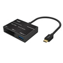USB 3.0 Type -C Combo Hub Adapter for Micro SD/XQD Card Reader  Black