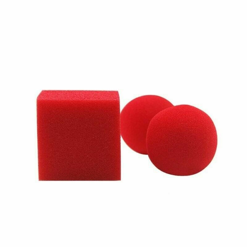 1 Block 2 Sponge Balls Magic Props Classical Illusion Magic Tricks New Red N9Z8