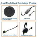 USB Wired Headset Computer Headphone + Microphone Noise Cancelling For Laptop PC