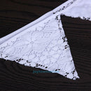 12 Flags White Flower Lace+Cotton Hanging Banner Wedding/Birthday Party Decor