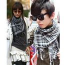 Unisex Women Men Checkered Arab Shemagh Black & White Grid Neck Keffiyeh LVV