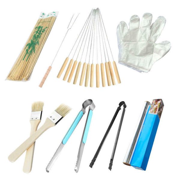 8Pcs Set Long Skewers Kitchen Outdoor BBQ Tools BBQ Grill Accessories