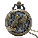 Large bronze carved zodiac animal dog pocket watch Retro style loyal dog po