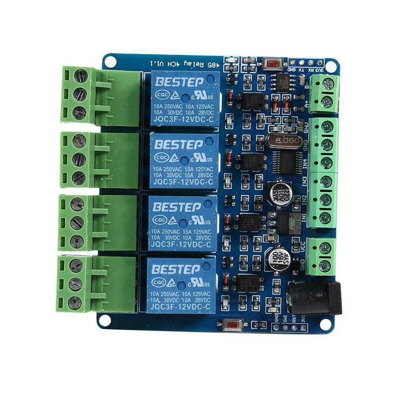 Modbus RTU 4 Way Relay Module 4 Switch Volume Road Input 485 Communication