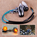Pair Motorcycle Bullet Turn Signal Light Lamp Indicator Amber fit for Chopper Hf