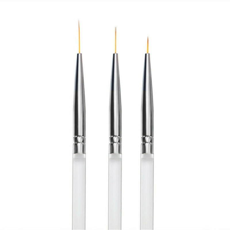 Nail Art Tiny Thin Fine Liner Acrylic Decor Pen Brush Painting Drawing Tool 3Pcs