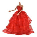 1x Red Embroidery Luxurious Wedding Lace 4 Layers Dress for  s SP
