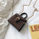 Elegant Leather Mini Shoulder Bags Women Chain Messenger Handbag (Coffee) A