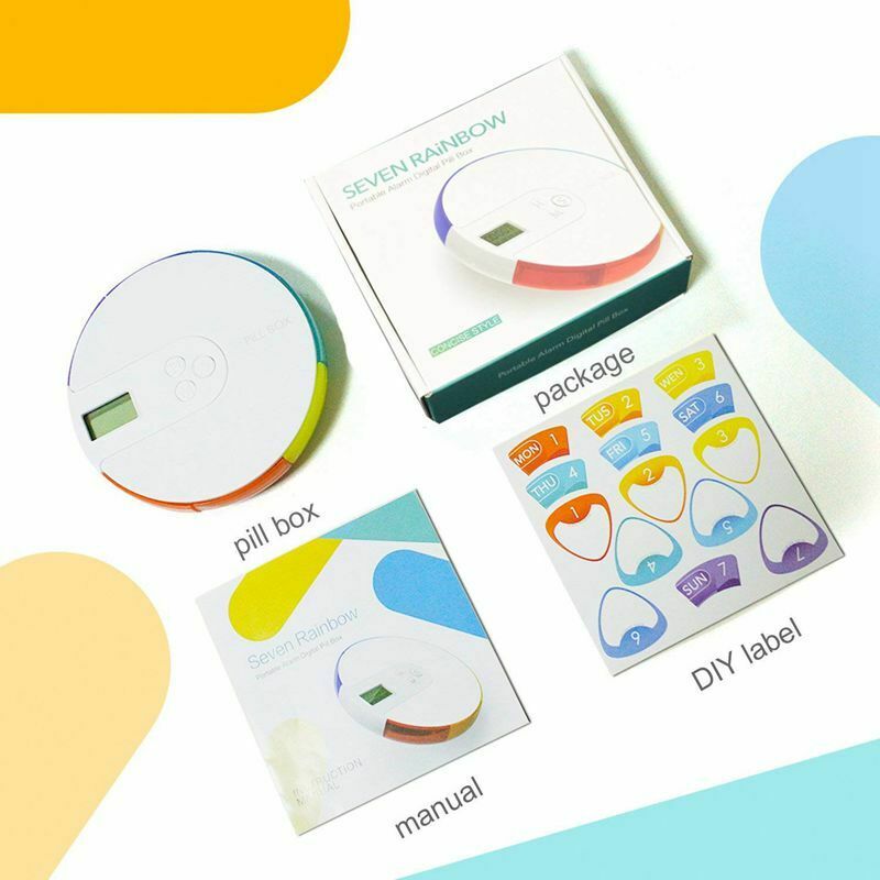 7 Day Pill Box Alarm-DIY Digital Small Pocket Pill Organizer Timer,Travel P P9I7