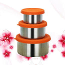 3Pcs 304 Food Grade Stainless Steel Food Containers With Leak Proof Silicon V6Q1