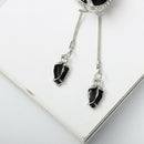 Women Flower Long Adjustable Chain Pendant Sweater Necklace(Tulip blue crys U1X2
