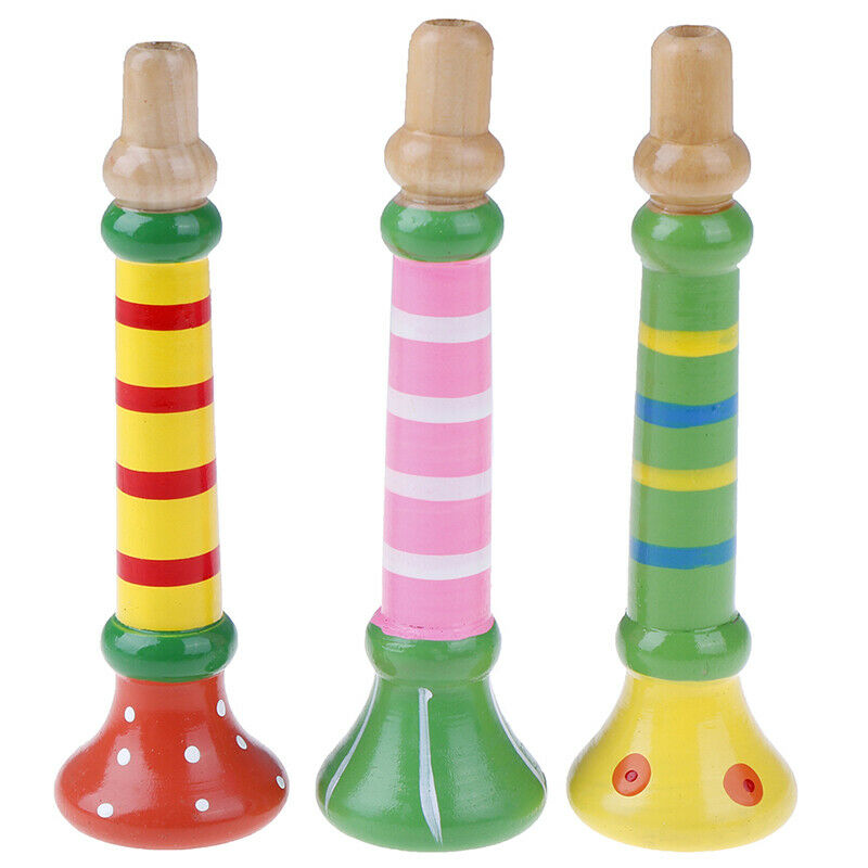 Kids Wooden Horn Whistle Musical Toys Gift Colorful Children Music Study  OZ