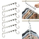 6pcs Stainless Iron Closet Hook Cloth Hanger Wardrobe Organizer Space Saver