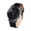 New Fashion Top Compass Hands Leather Band Analog Quartz Wristwatch A