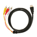 HDMI Male to 3 RCA AV Audio Video Cable Cord for TV HDTV DVD 1080p 5FT