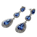 Geometric Water Drop Crystal Bridal Long Drop Pendant Earrings for Women Ta