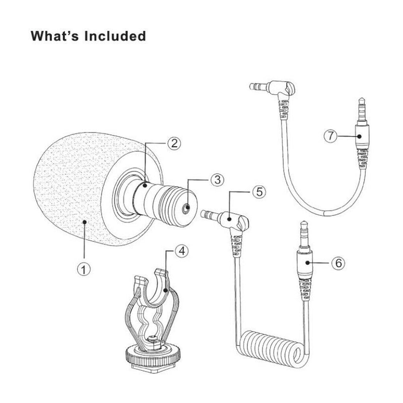 On-Camera External Microphone Mic with Windscreen for Smartphones DSLR