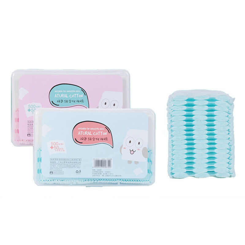 500 Thin+50 Thick Cotton Pad Lint Free Facial Eye Clean Makeup Remover Too NIG