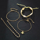 4pcs Boho Bee Shell Rhinestone Anklet Women Beach Food Chain Jewelry Gifts