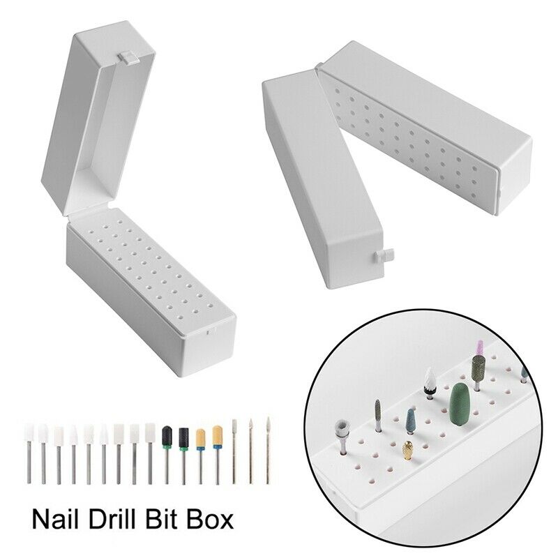 Nail Drill Bits Holder Dustproof Stand Displayer Organizer Container 30 Hol R6C6