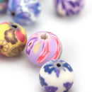 50x 10mm mixed flower polymer clay soft ceramics round diy findings loose beadJR