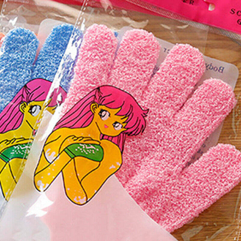 1 Pair Shower Bath Gloves Exfoliating Wash Skin Spa Massage Scrub Body Scrubber