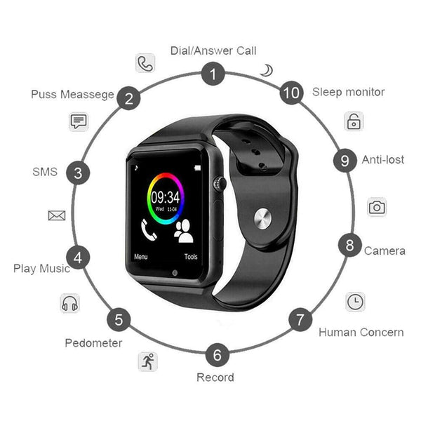 A1 Intelligent Watch 1.54 inch Touch Screen Wristband Support SIM 32G TF Card