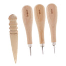 1 Set 3/4/5mm Steel Awl and Round Trimming polished Tool for Leather Crafts
