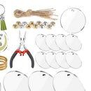74Pc Acrylic Keyring Blank Craft Tassels Pendants DIY Jewelry Making Accessories