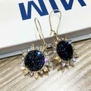 Crystal Sunflower Hanging Dangle Earrings Long Eardrop Statement Jewelry