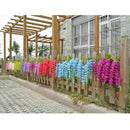 2Pcs Artificial 5-Fork Hanging Vine Simulation Syringa Flower Garland Blue