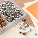 400pcs Map Tacks Push Pins, 3/5-Inch Shining Plastic Sphere Head with Stain D5W2