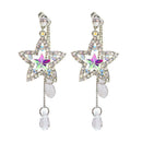 Elegant Star Dangle Earrings Women Rhinestone Ear Drop Pendant Wedding Jewelry