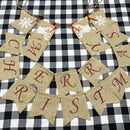 Merry Christmas Letters Banners Linen Hanging Flags Xmas Bunting Garland