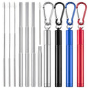 4 Pieces Portable Collapsible Reusable Straws Telescopic Metal Straws Foldi