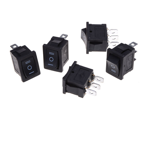 5 pcs SPDT On/Off/On Mini Black 3 Pin Rocker Switch AC 6A/250V 10A/125V .AU