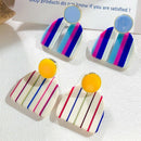 Rainbow Design Colorful Enamel Geometric Half Round Drop Earrings for Women P4J1