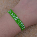 100pcs 12mm Silicone JESUS LOVES YOU Bracelets Rubber Wristbands Bangle