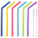 6pcs/set Reusable Silicone Straws For Birthday Wedding Parties BBQ With 2 B K5O1