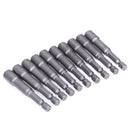 10pcs/set Hex Magnetic Nut Driver Set Socket 1/4" Shank Impact Magnetic