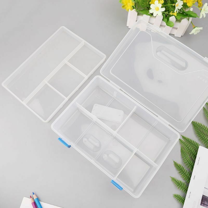 Double Layer Pencil Case Plastic Transparent Pen Storage Box Gift Kids School