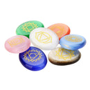 Natural Palm Stones Oval Set with Engraved Symbol Crystal Energy 7PCS/Set
