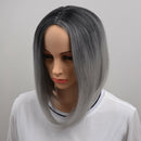 Black Grey Ombre Hair Straight Bob Wigs Synthetic Hair Short Party Hair Cos
