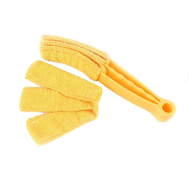 Multifunction Microfiber Car A/C Vent Cleaning Brush Blind Duster (Yellow) A