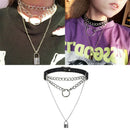 Lock Chain  Multilayer Punk Choker Necklace joker Collar Neck Ring Jewelry S Gw